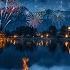 Lakeside New Year Celebration 2025 Crackling Fire Fireworks And Nighttime Ambience Relaxing