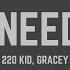 220 KID Don T Need Love Feat GRACEY Lyrics