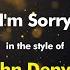 John Denver I M Sorry Karaoke Version From Zoom Karaoke