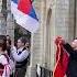 Albanian Flag In Middle Of Serbian Nationalists