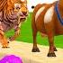 Paint Animals Cow Elephant Lion Tiger Gorilla Fountain Crossing Transformation Cartoon