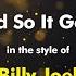 Billy Joel And So It Goes Karaoke Version From Zoom Karaoke