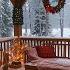 Snowing Ambience By Balcony Relaxing Christmas Jazz 2025 In Living Room Warm Fireplace Sounds