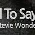 Stevie Wonder I Just Called To Say I Love You Karaoke Version