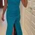 ALINA Wrap Look Silk Sky Blue Formal Bridesmaid Dress