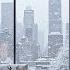 Winter Snowstorm At Cozy NYC Apartment Ambience With Warm Piano Jazz Music By Crackling Fire