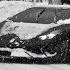 Huracan Performante Drifting In Snow Storm Snowboarding Behind The Lambo