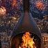 Celebrate New Year 2025 With Fireworks Peaceful Fireplace Calm Snowfall Cozy Winter Ambience