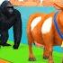 Paint Animals Mammoth Gorilla Lion Duck Cow Tiger Fountain Crossing Transformation Animals Cartoon