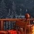 Winter Cozy Porch In Mountains With Peaceful Piano Music Bonfire Snow Falling Blizzard Sounds