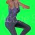 Slim Woman Dancing And Stomping In Gray Clothes At Party From Left Angle On Green Screen