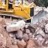 Perfectly Loading Stone Filling Up Project By KOMATSU DOZERS With Dump Trucks Performance Work