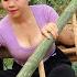 Bamboo House Building TIMELAPSE Alone Girl Build Bamboo House In Forest Start To Finish