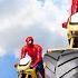 Big Small Spiderman On A Motorcycle With Monster Truck Wheels Vs Thomas Train BeamNG Drive