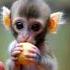 A Tiny Baby Monkey Eating Nut Animals Cute Nature Ai Animation