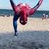 Real Spiderman Spiderverse Ps4 Cosplay Marvel Mcu Stunt Spiderman Suit Backflip Stuntman Beach