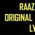 Raaz E Ulfat Original Score Lyrics