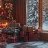 New Year S Cozy Atmosphere Fireplace Snow Outside The Window And Relaxing Music