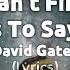 I Can T Find The Words To Say Goodbye Lyrics By David Gates