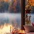 Fall Porch Ambience Relaxing Autumn Morning Jazz Music With Rain Sounds Fireplace To Study