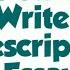 How To Write A Descriptive Essay