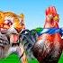 Paint Animals Cow Tiger Dinosaur Lion Elephant Fountain Crossing Transformation Animal Cartoon